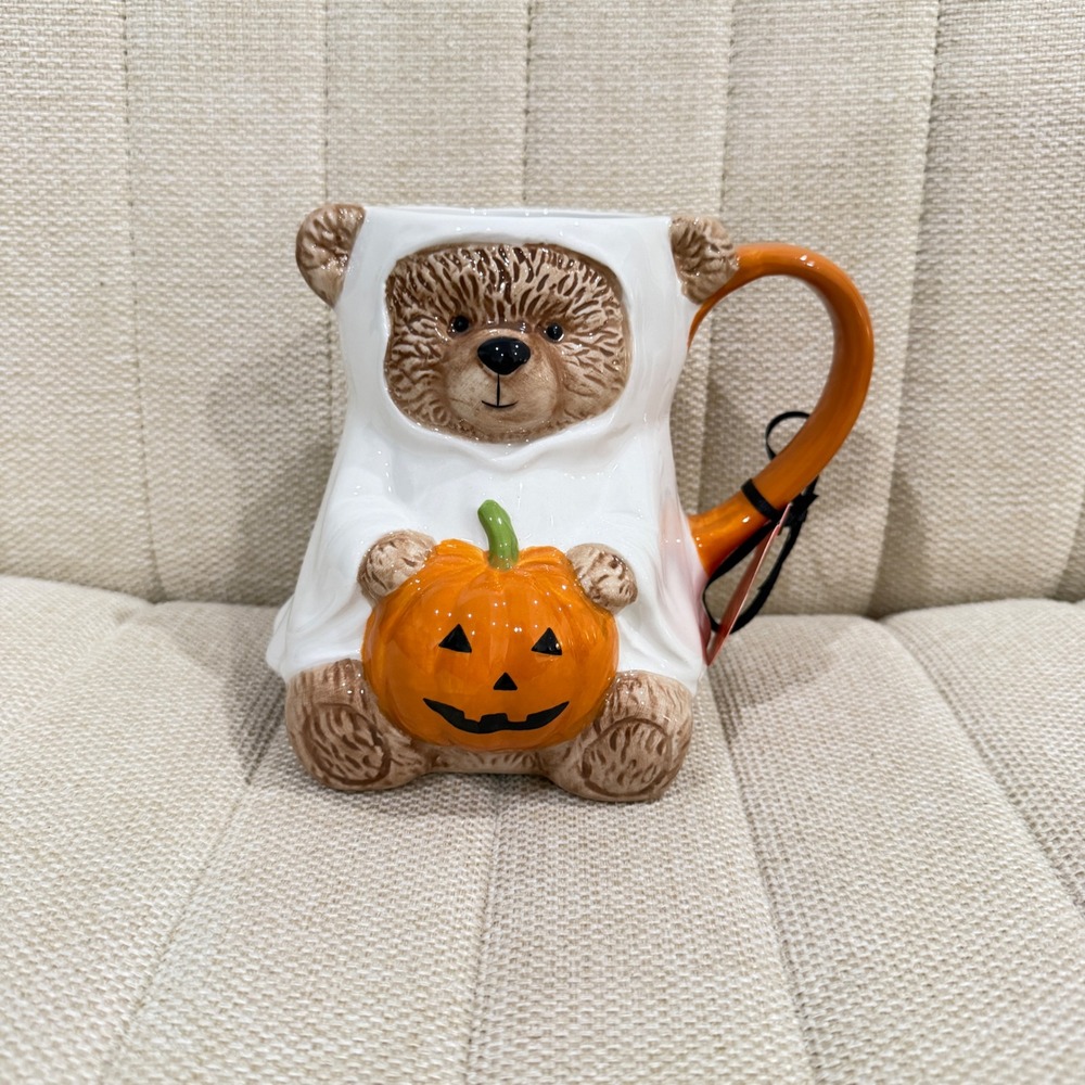 NEW Creepy Critters Mug Bear Ghost Pumpkin Halloween 3D Sculpted Ceramic Decor